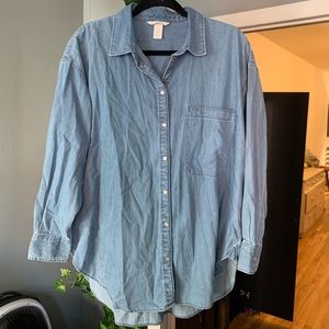 H&M Snap Button Blue Denim Shirt sz M